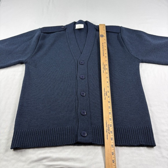 Mehlin Estey Military Equipment Sweater Mens 44R Blue Wool Blend Cardigan - Picture 7 of 11